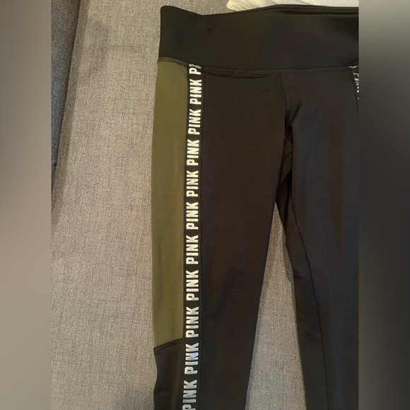 PINK by Victoria’s Secret 💚 COZY Size S leggings w logo & dark green accent - Picture 3 of 4